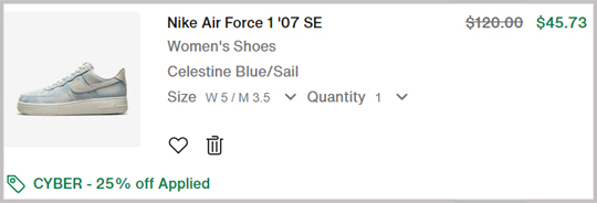 Nike Air Force 1 07 SE Womens Shoes Checkout Screenshot