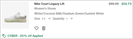 Nike Court Legacy Lift Checkout Screenshot