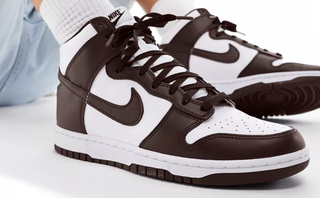 Nike Dunk High Retro Shoes in Brown and White Colorway