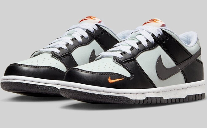 Nike Dunk Low Big Kids Shoes in Black and Light Silver