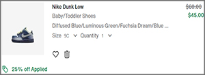Nike Dunk Low Toddler Shoes Checkout Screenshot