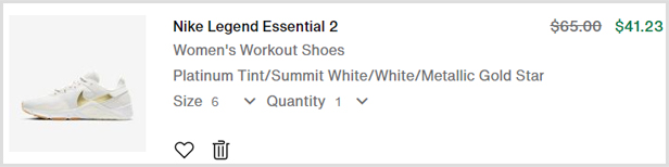 Nike Womens Legend Essential 2 Shoes Checkout Screenshot