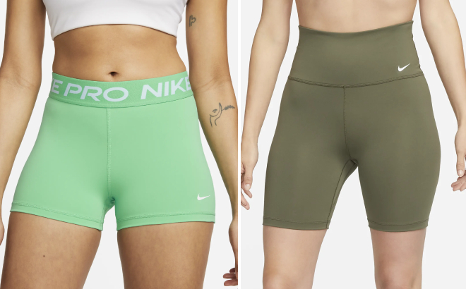 Nike Womens Pro Shorts and Dri FIT One Biker Shorts