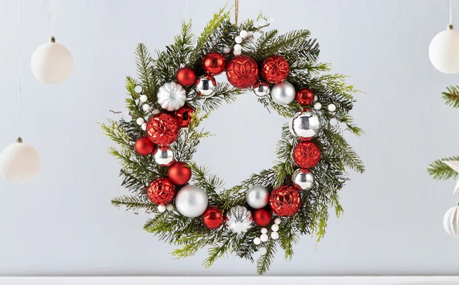 North Pole Trading Co Red Christmas Wreath
