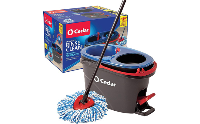 O Cedar EasyWring RinseClean Microfiber Spin Mop Bucket Floor Cleaning System Grey