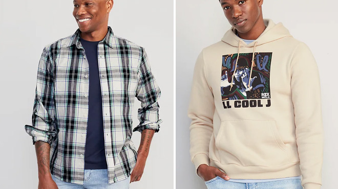 Old Navy Men's Classic Fit Everyday Shirt and LL Cool Pullover Hoodie