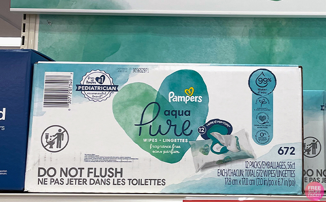 Pampers Aqua Pure Sensitive Baby Wipes 672 Count in shelf
