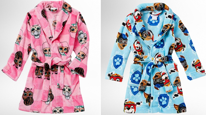 Paw Patrol Toddler Boys Robe on the left and LOL Little Big Girls Robe on the right