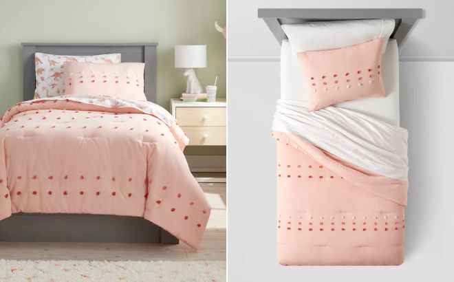 Pillowfort Pom Kids Comforter Set in Pink Color Pillowfort Pom Kids Comforter Set in Pink Color