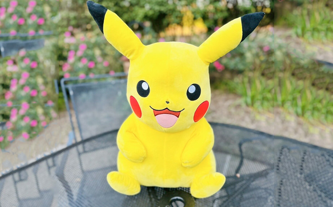 Pokemon Pikachu Plush on a Trampoline