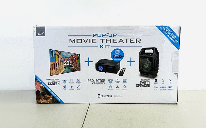Portable Projector with 120 Inch Screen and Speaker