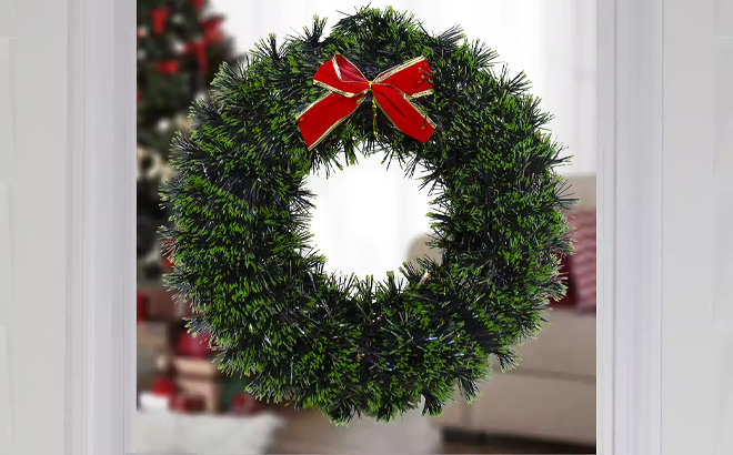 Pre Lit 17 Inch Green Christmas Wreath