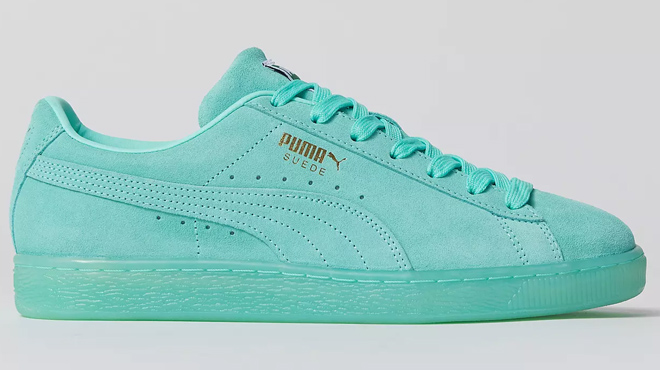 Puma Suede Sneakers in Mint Side View