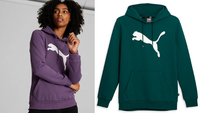 Puma Womens Essentilas Big Cat Logo Hoodie and Puma Mens Logo Hoodie