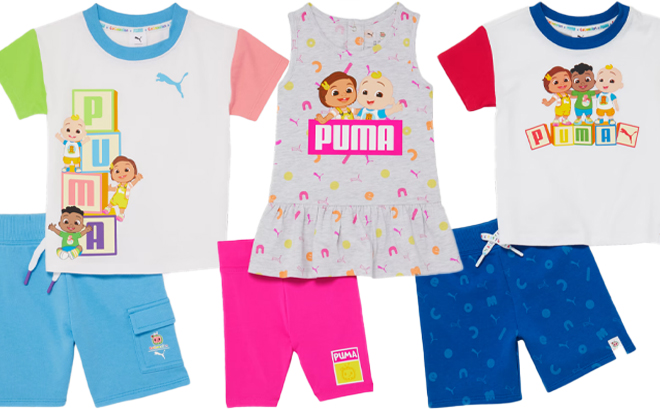 Puma x Cocomelon Kids Three Two Piece Sets in Different Colors