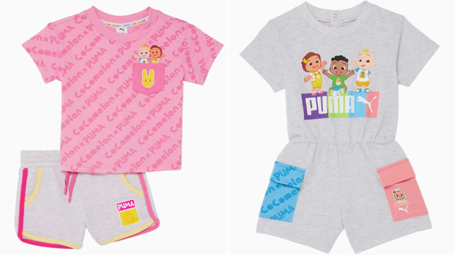 Puma x Cocomelon Kids Two Piece Set and a One Piece Romper