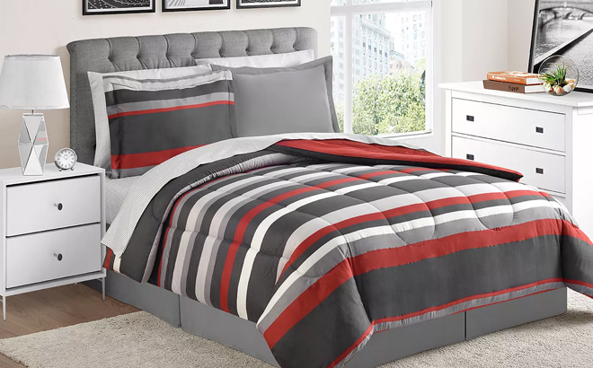 Reversible Comforter 8 Piece Set on a Bed