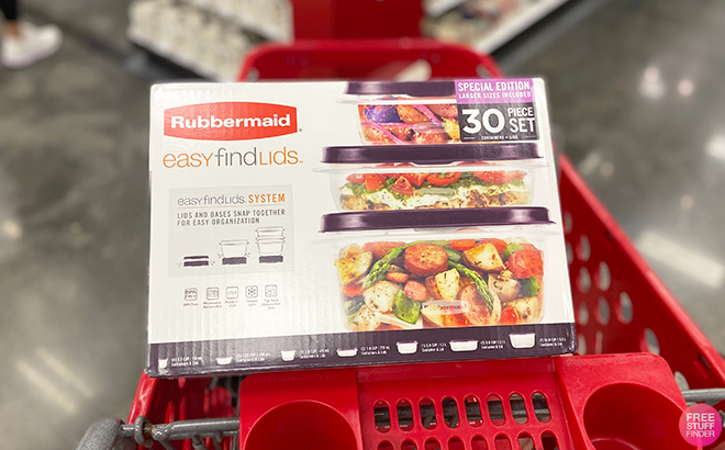 Rubbermaid 30 Piece Easy Find Lids Food Container Set in the Color Amethyst in a Cart at Target
