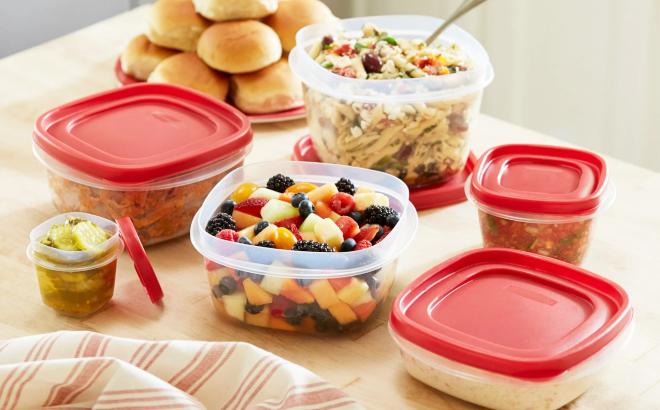 Rubbermaid 38-Piece Food Storage Containers Set on a Tabletop