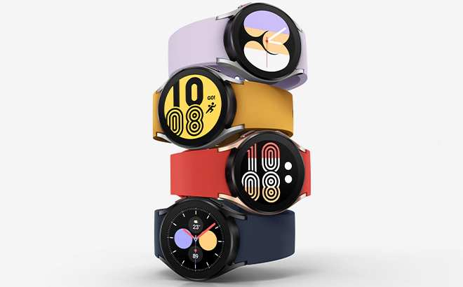 Samsung Galaxy Watch 4 Stacked in Multiple Colors
