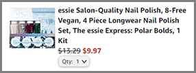 Screenshot of Essie Salon Nail Polish Set Discounted Final Price at Amazon Checkout Screenshot of Essie Salon Nail Polish Set Discounted Final Price at Amazon Checkout