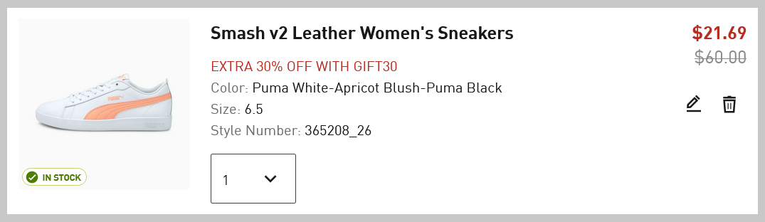 Screnshot Order Summary Puma Womens Smash Leather Shoes