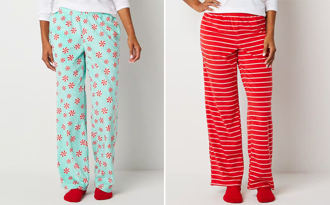 Sleep Chic Womens Pajama Fleece Pants with Socks 2