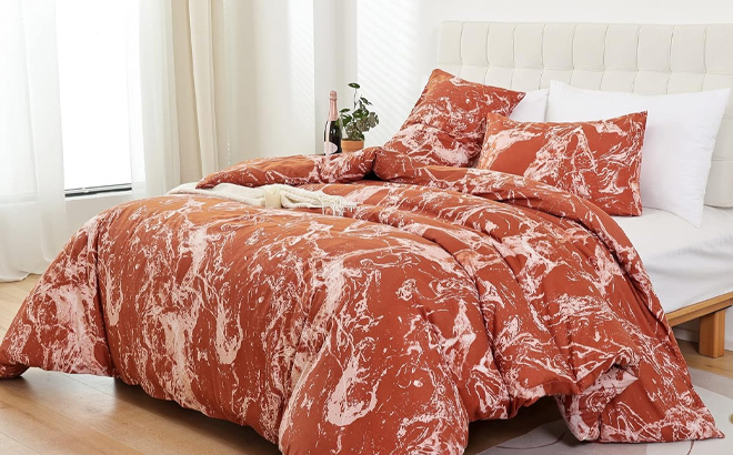 Smoofy Marble Terracotta Comforter Set Full