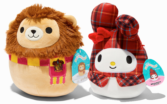 Squishmallows 822 Harry Potter Gryffindor Lion Plush Toy and Hello Kitty® And Friends Squishmallows 822 Plaid My Melody Plush Toy