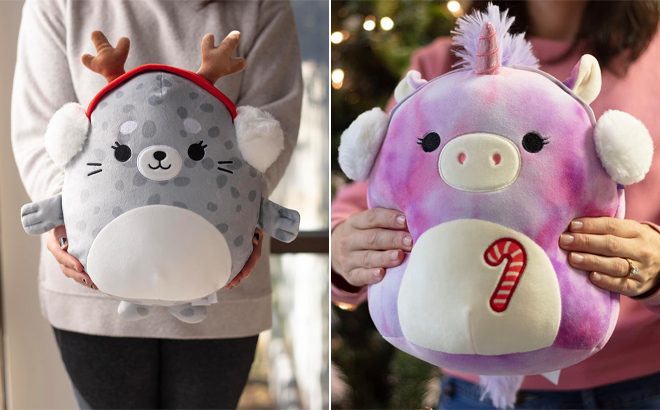 Squishmallows Odile Spotted Seal with Earmuffs and Lola The Unicorn Squishmallows Odile Spotted Seal with Earmuffs and Lola The Unicorn