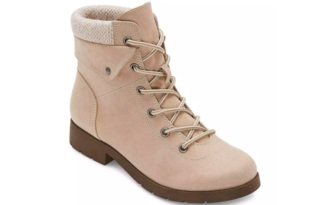 St Johns Bay Womens Yumma Stacked Heel Lace Up Boots