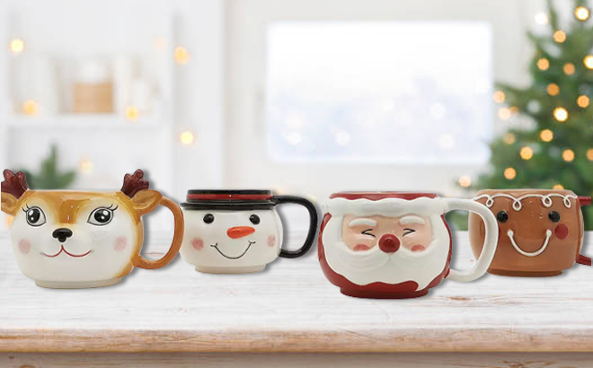 St Nicholas Square 4 Pack Holly Jolly Stacking Mugs