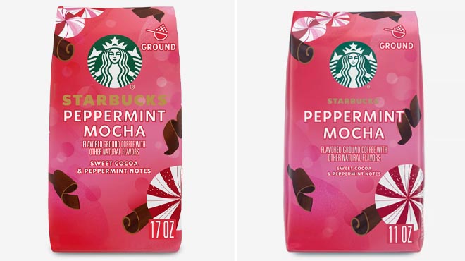 Starbucks Peppermint Mocha Naturally Flavored and Flavored Light Roast Coffee Bags