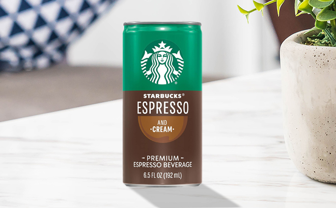 Starbucks Ready to Drink Coffee Espresso Cream Can on a Table