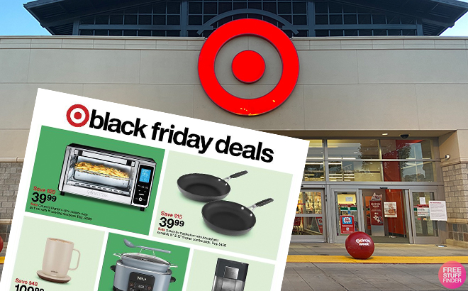 Target Black Friday 2023 Ad with the Target Store in the Background