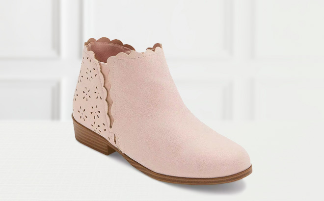 Thereabouts Toddler Girls Pima Flat Heel Booties in Taupe Shimmer Color