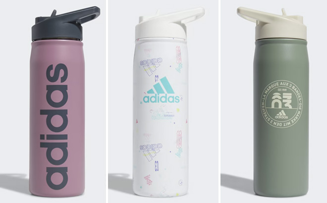 Three Adidas Steel Straw Metal Bottles 600 ml