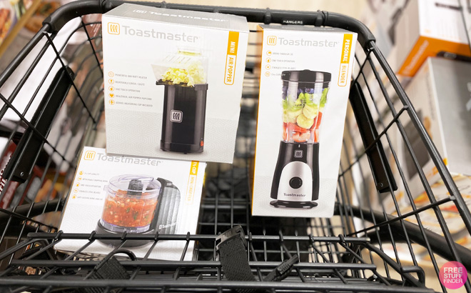 Three Toastmaster Small Kitchen Appliances in a Shopping Cart at a Kohl's Store
