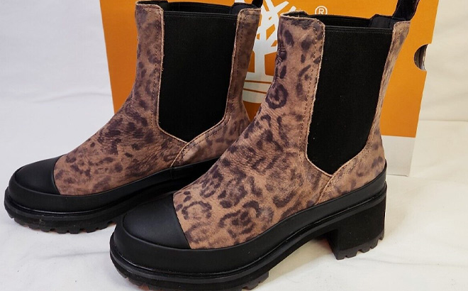 Timberland Brown Leopard Kori Park Chelsea Leather Boots