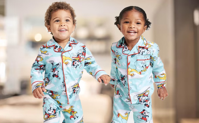 Toddler 2pc Disney 100 Mickey Mouse Friends Matching Family Coat Pajama Set Blue