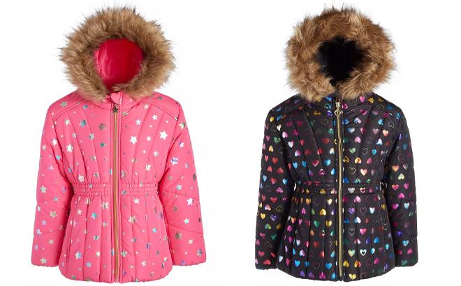 Toddler Little Girls Foiled Quilted Puffed Jacket