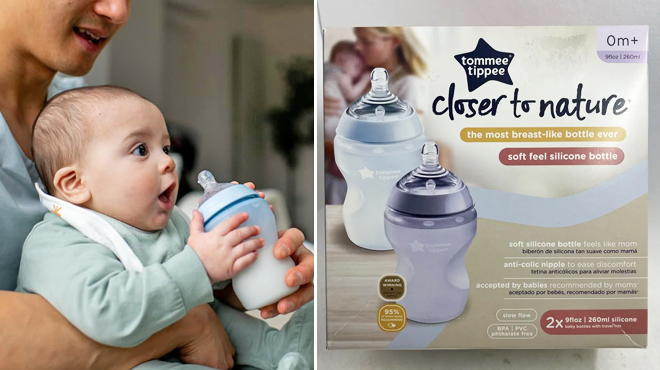 Tommee Tippee Closer to Nature Soft Feel Silicone Baby Bottle Blue