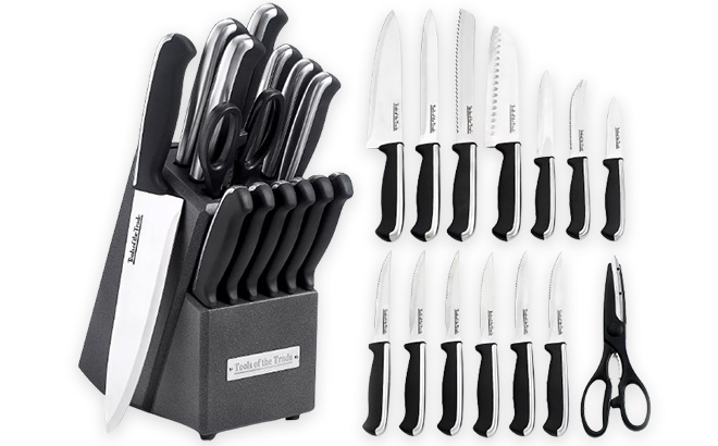 Tools of the Trade 15 Piece Cutlery Set on a Plain Background