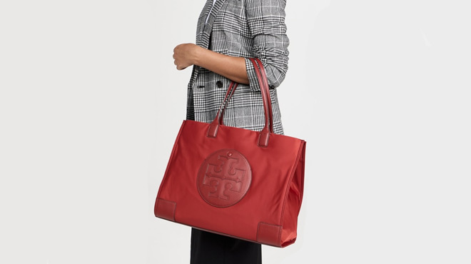 Tory Burch Ella Logo Tote Bag in Brick lane color
