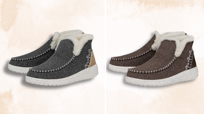 Two Colors of Hey Dude Denny Wool Faux Shearling Boots