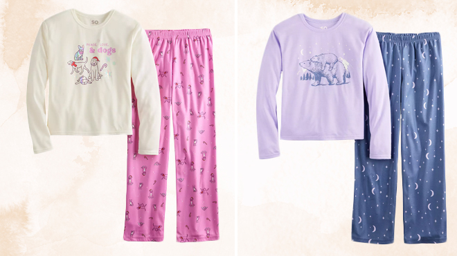 Two Colors of SO Girls Cozy Top Bottoms Pajama Set