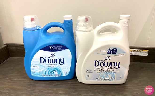 Two Downy 190 Loads Fabric Softeners on a Table Two Downy 190 Loads Fabric Softeners on a Table