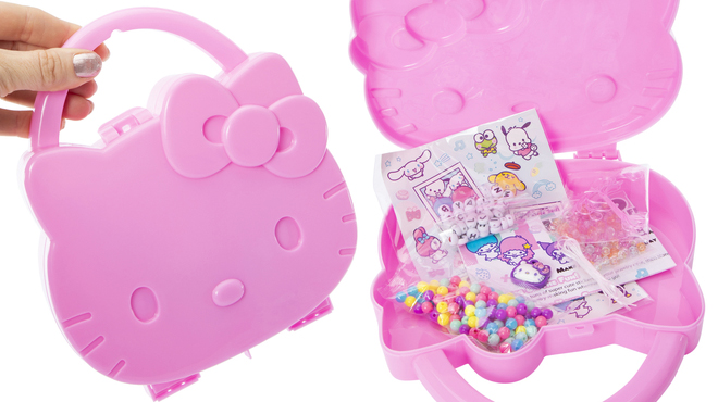 Two Images of Hello Kitty Jewelry Making Case with Accessories