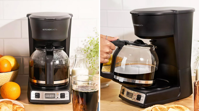 Two Images of KitchenSmith by Bella 12 Cup Programmable Coffeemaker