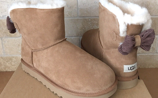 UGG Womens Mini Bailey Suede Bow Boots